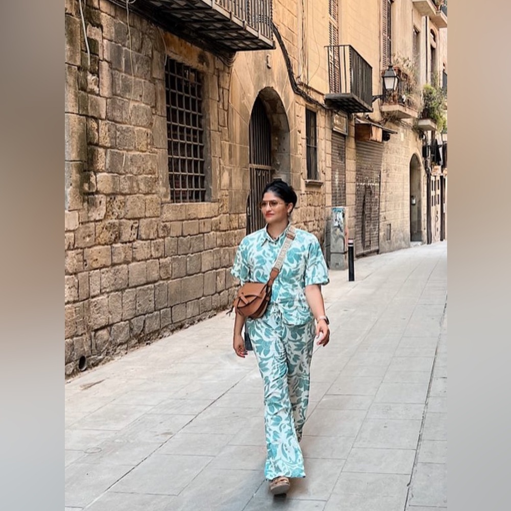 Zara Eva Leaf Print Shirt and Pant set